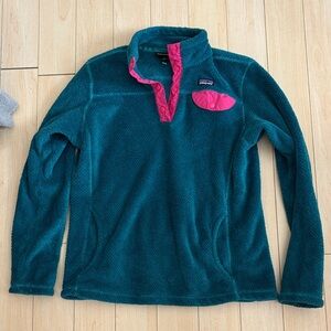 Patagonia Kids XL Teal and Pink Fleece Sweater